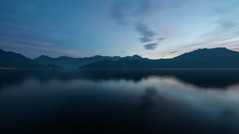 Landscape, Morning, Dawn, Tranquility, Scenery, Mountains, River, Switzerland, 5K, 8K