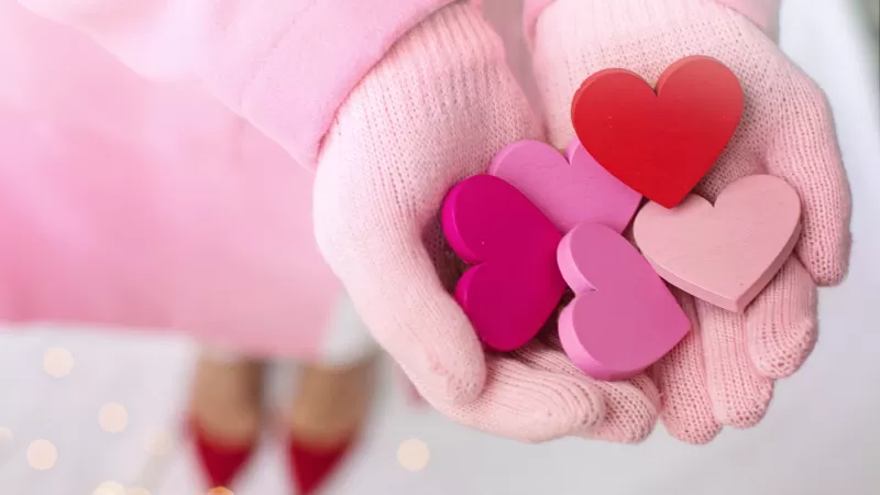 Hearts, Valentine's Day, Love, Pink, Hand Gloves, Heart shape, 5K
