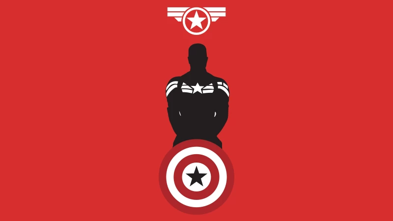 Captain America, Marvel Superheroes, Minimal art, Red background, 5K, 8K