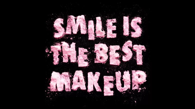 Smile is the Best Makeup, Girly, Typography, Black background, Baby pink, 5K