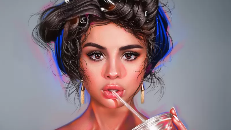 Selena Gomez, American singer, Artwork, Digital Art, Portrait