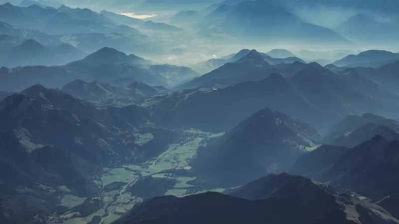 Brandenberg Alps, Tyrol, Misty valleys, 5K wallpaper