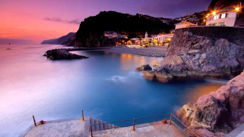 Ponta Do Sol, Cityscape, Coast, Sunset, Dusk, Colorful, Madeira Island, Portugal
