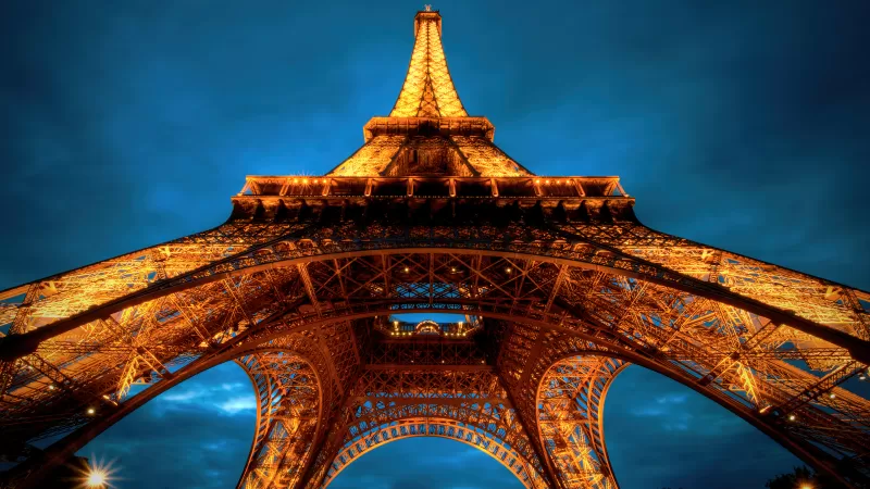 Eiffel Tower, La tour Eiffel, Night, Cloudy Sky, Sunset, Paris, France