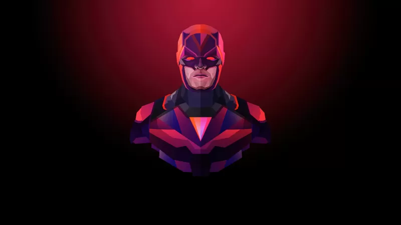 Daredevil, Marvel Superheroes, Dark background, Minimal art, Red