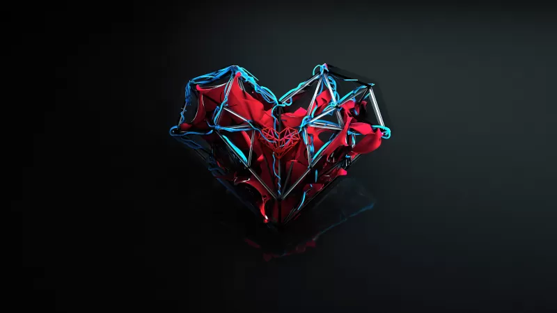Love heart, Dark background, Artwork, Heart beat