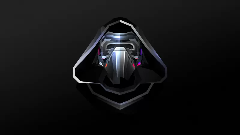 Kylo Ren, Star Wars, Black background, Dark, Minimal art