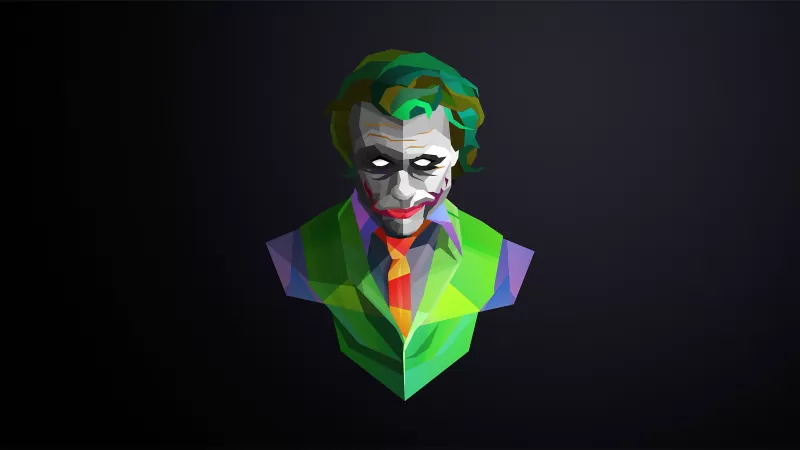 Joker, DC Comics, Dark background, Low poly, Clown, Chaos