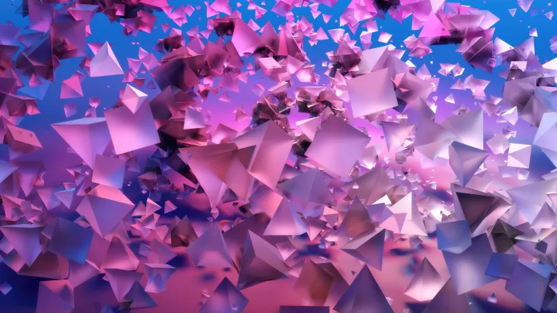 3D Shapes, 3D background, Gradient background, Pink, Frosty, Triangles
