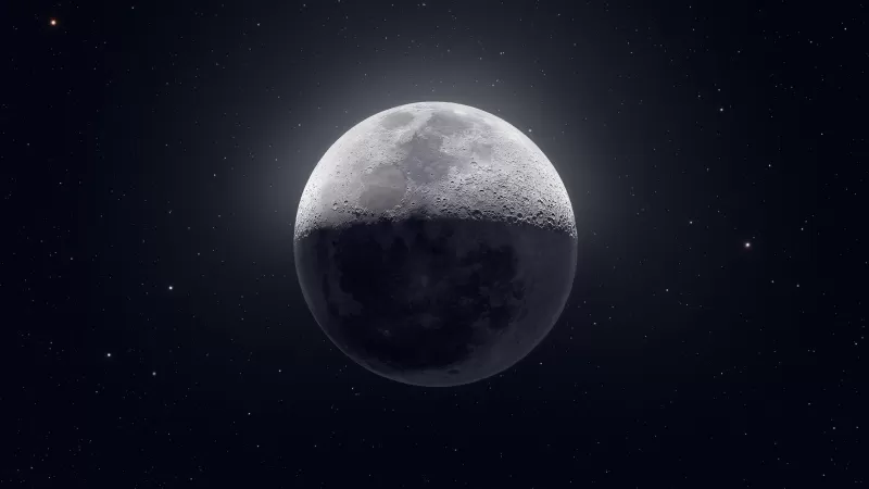Moon, Stars, Astrophotography, Dark background, 5K, 8K, 9K