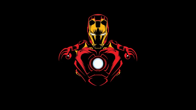Iron Man, Marvel Superheroes, AMOLED, Pitch Black, Minimal art, Black background, 5K, 8K