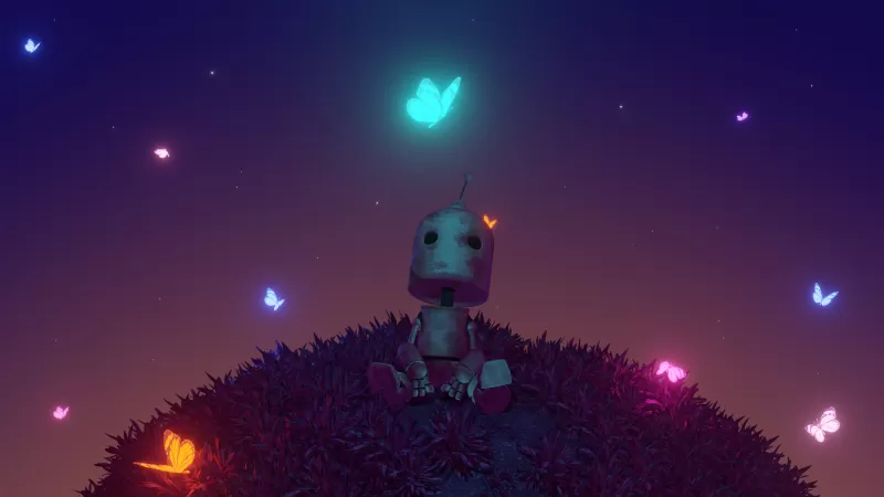 Alone, 4K wallpaper, Lonely, Loneliness, Dream, Planet, Robot, Butterflies, Glowing