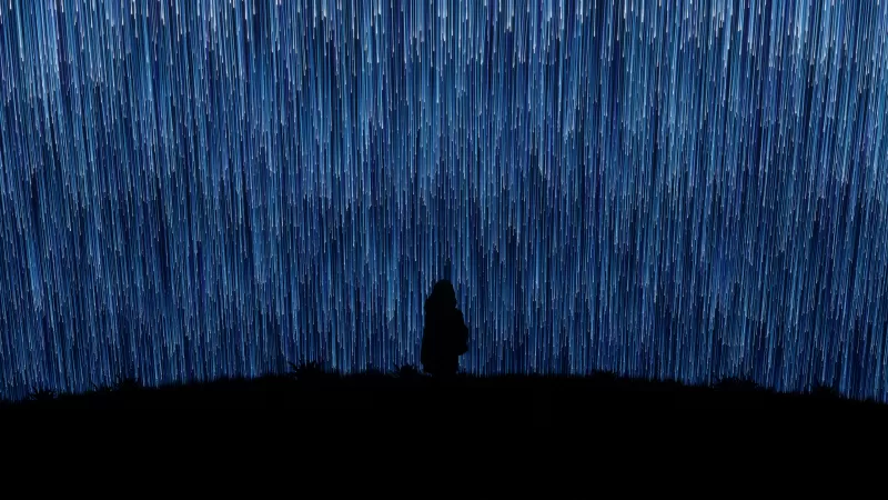 Star trails wallpaper, Lonely silhouette, Night sky