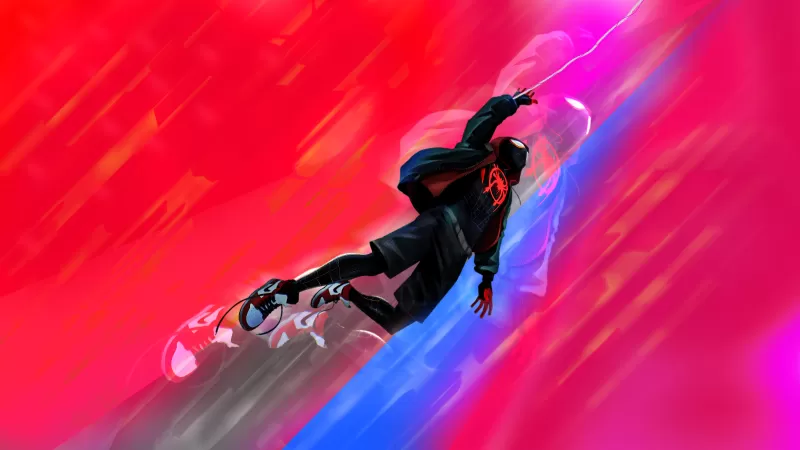 Miles Morales, Spider-Man, Marvel Comics, Marvel Cinematic Universe, Red background