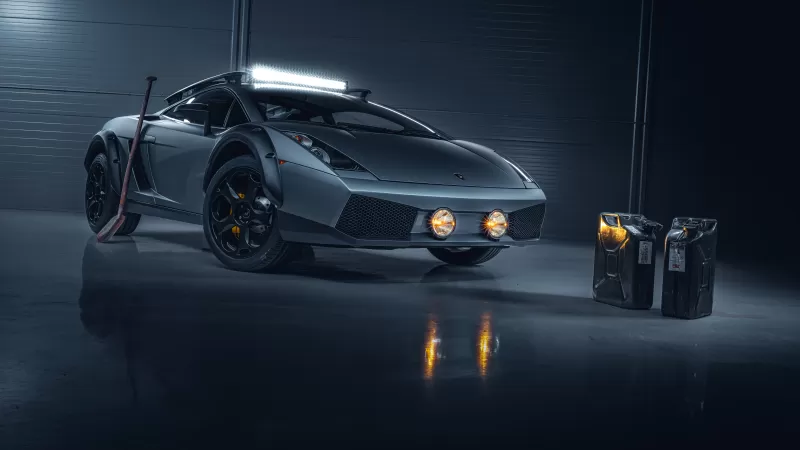 Lamborghini Gallardo Offroad, Lifted supercar, Dark garage, Jerry cans wallpaper