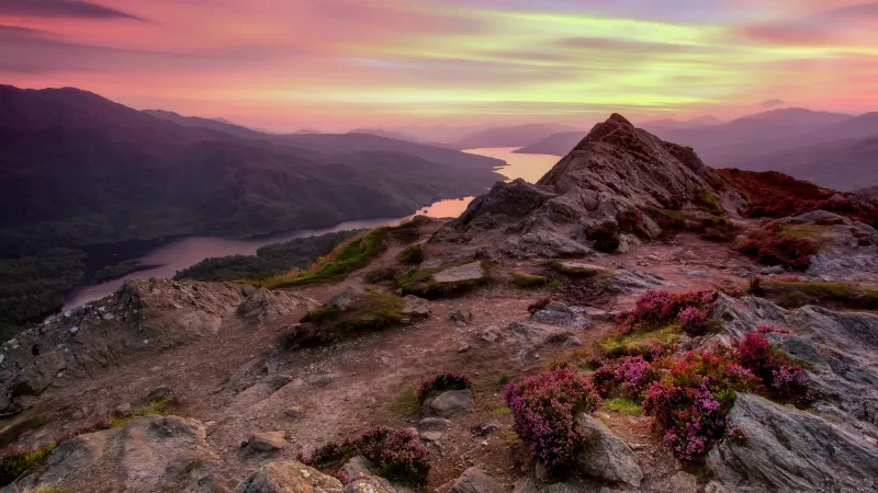 View Point, Loch Katrine, Scotland, Sunset, Landscape, Dusk, 5K