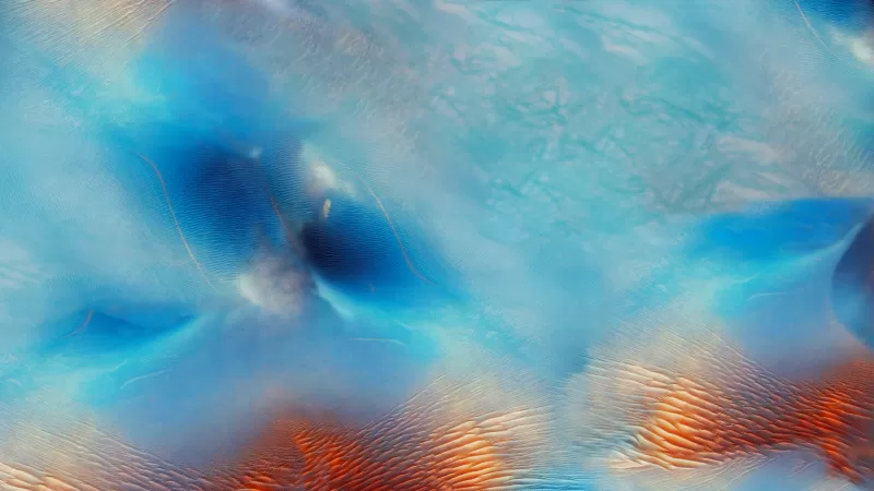 iOS 9, Desert, Blue, Waves, iPhone, iPad, Retina, Sand Dunes, Aerial view, 5K