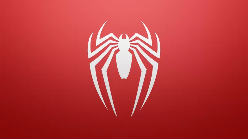 Spider-Man, Logo, Red background, Marvel Comics, Minimalist, PS4