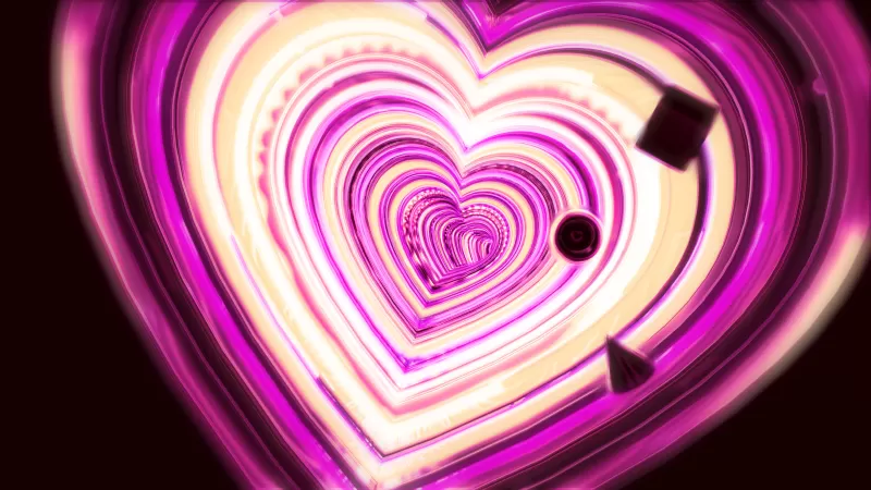 Love heart, 3D background, Pink, Illusio