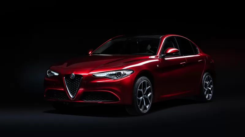 Alfa Romeo Giulia Ti wallpaper, 6C Villa d'Este, Red sedan, Dark background
