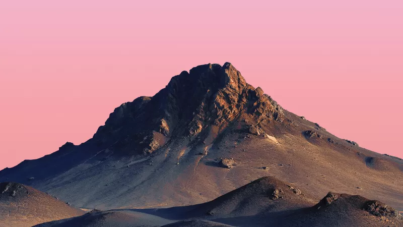 Peak, Mi Pad 5 Pro, Mountains, Pink sky, Peach, Desert, Sunset, Evening, Stock