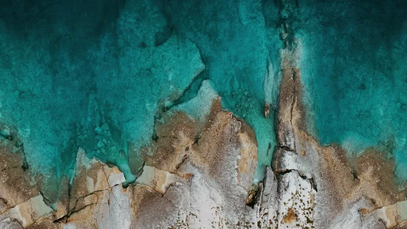 Rocks, Mi Pad 5 Pro, Aerial view, Drone photo, Seashore, Stock