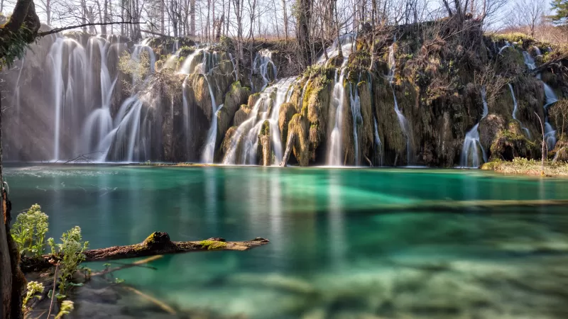 Plitvice Lakes, Croatia, Waterfall, Landscape, Long exposure, 5K