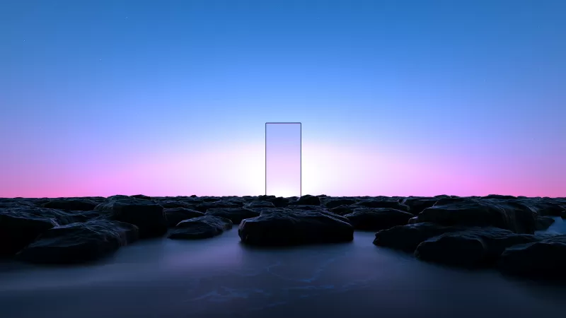 Glass, Clear sky, Transparent, Blue Sky, Pink, Rocks, Landscape, Scenic