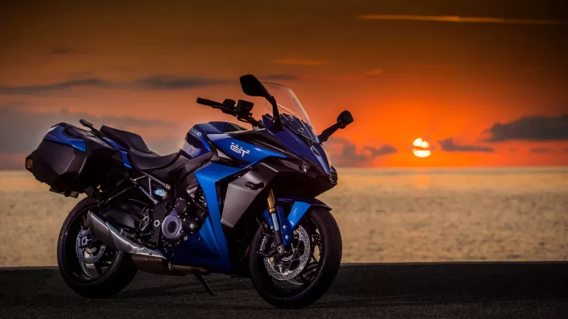 Suzuki GSX-S1000GT, Sports bikes, 2022, Sunrise, Beach, 5K, 8K