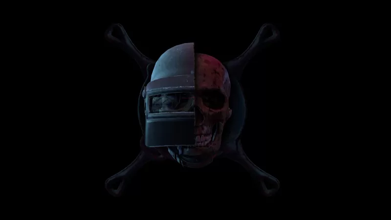 PUBG, PUBG helmet, Skull, Black background