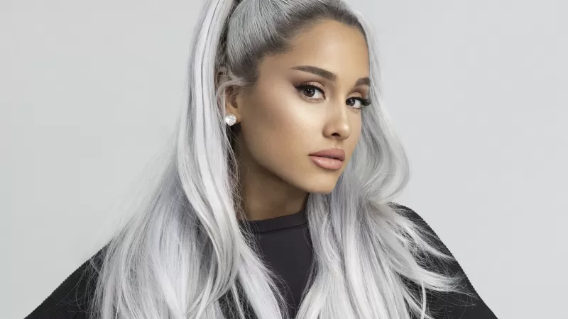 Ariana Grande, American singer, White background, Portrait, 5K