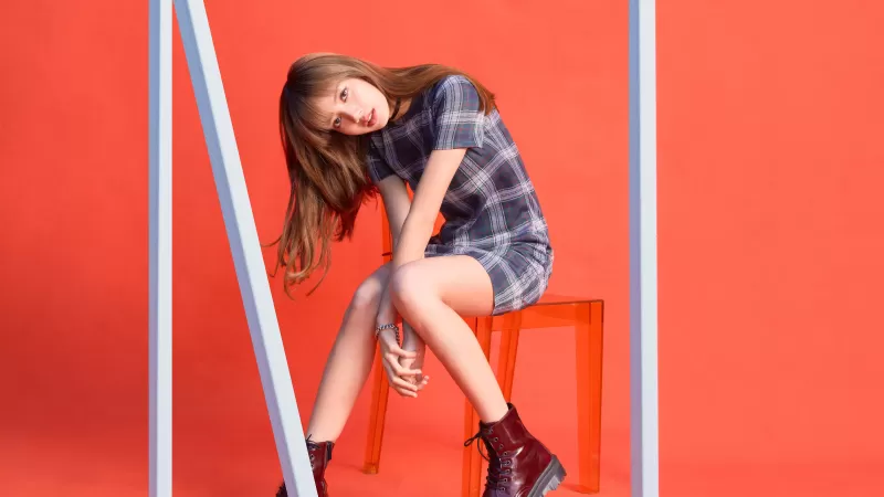 Lisa, Blackpink, K-Pop singer, South Korean Singer, Orange background, Fashion, 2021, 5K, 8K