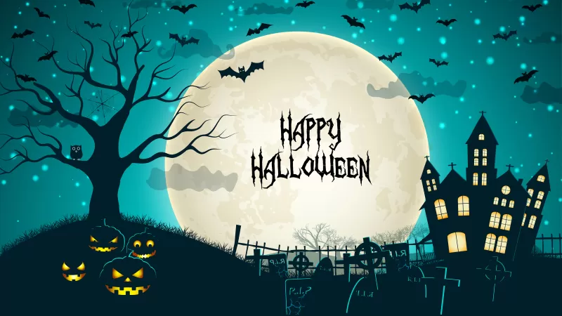 Happy Halloween, Haunted Castle, Scary, Halloween night, Halloween pumpkins, Bats