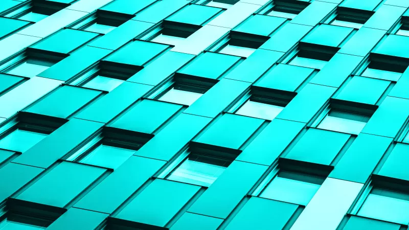 Modern architecture, Office building, Glass building, Teal, Turquoise