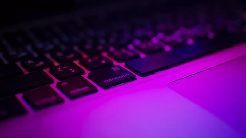MacBook Pro keyboard, Purple glow, Apple Event, 4K wallpaper
