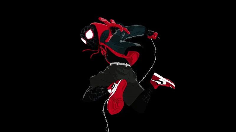 Miles Morales, Spider-Man: Into the Spider-Verse, 5K, 8K, Black background