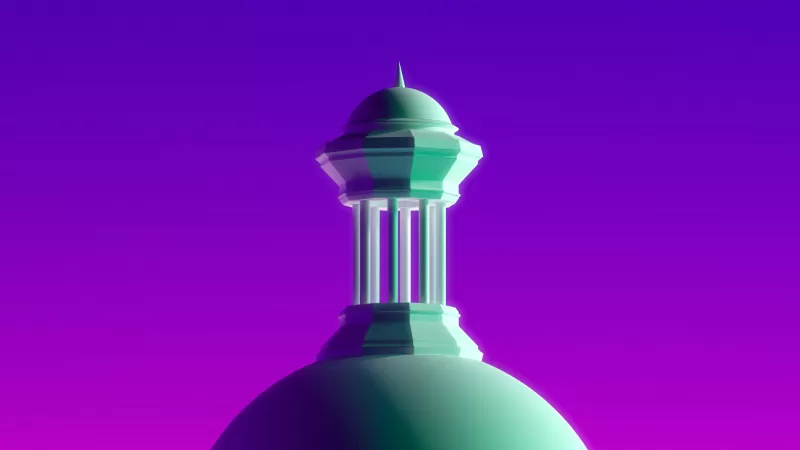 Dome Building, Gradient background, Digital render, 3D model