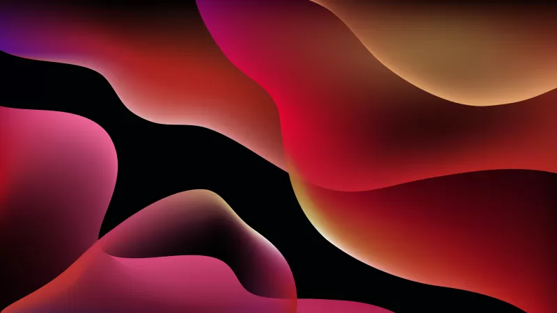 Abstract blob wallpaper, Red and pink curves, Black background