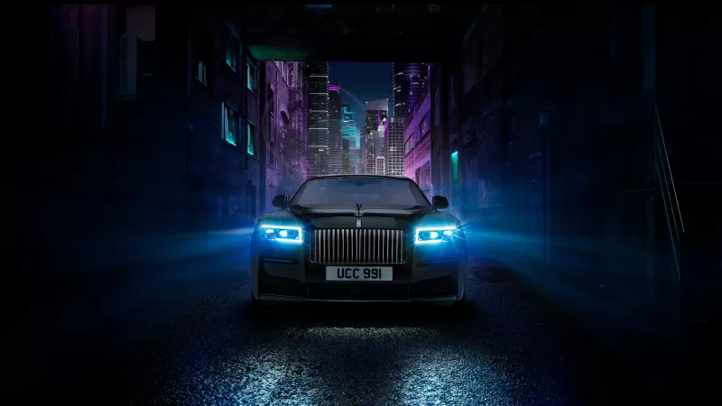 Rolls-Royce Ghost Black Badge, 2021, Night, Car lights