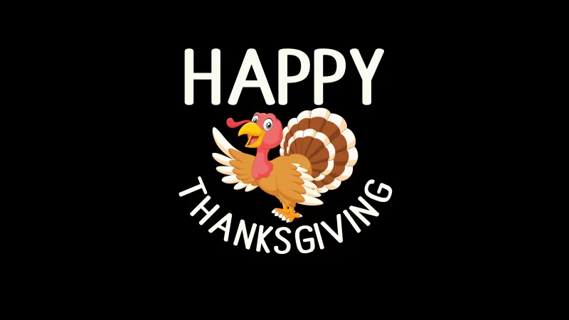 Happy Thanksgiving, Thanksgiving Day, Black background, 5K