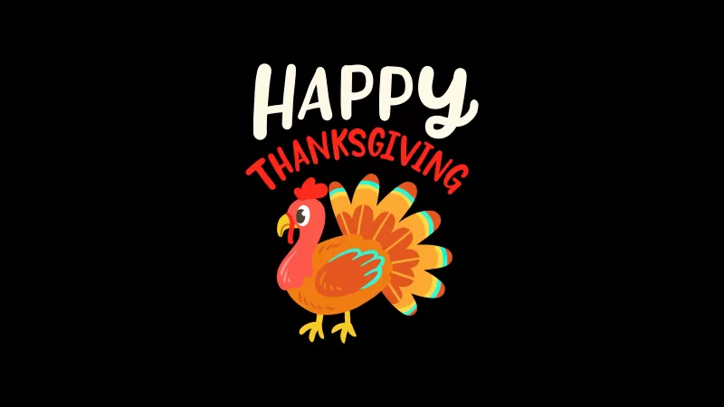 Happy Thanksgiving, Thanksgiving Day, Black background, 5K