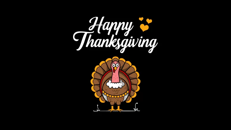 Happy Thanksgiving, Thanksgiving Day, Black background, 5K