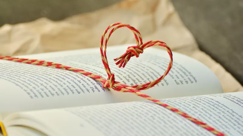 Open book, Heart symbol, Gift, Selective Focus, 5K