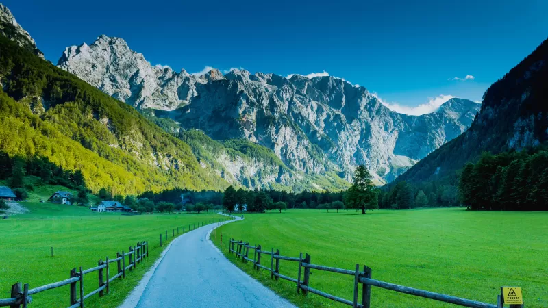 Logar Valley wallpaper, Kamnik Alps, Mountain road
