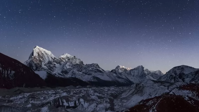 Cholatse wallpaper, Ngozumpa Glacier, Himalayan night