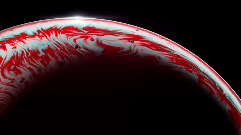 Soap bubble wallpaper, Red and white swirls, Black background