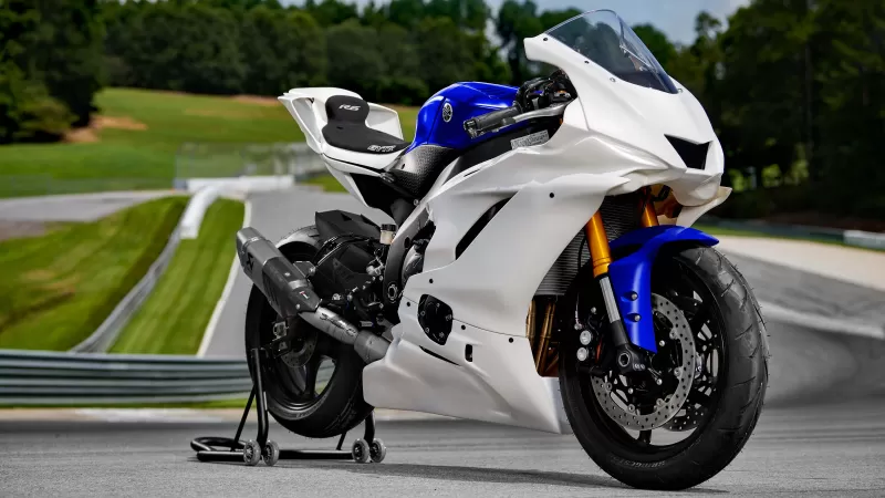 Yamaha YZF-R6 GYTR, Race track, Paddock stand, White fairing, 2022, 4K wallpaper