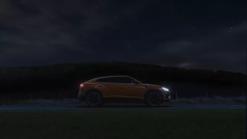 Lamborghini Urus, Night, Starry sky, 5K