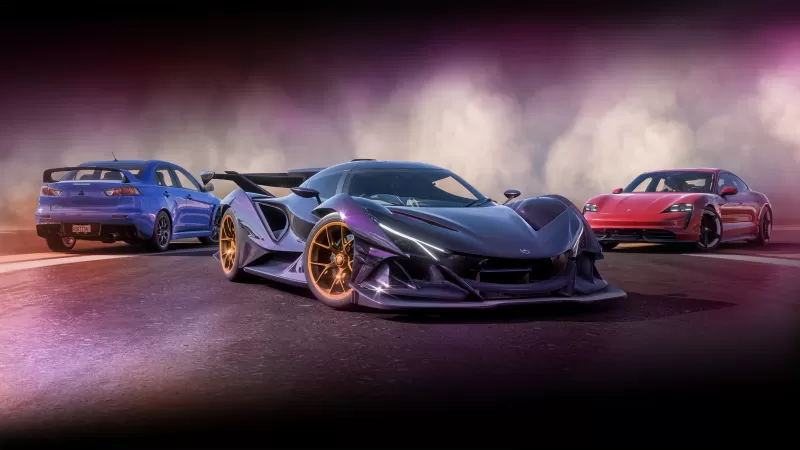 Forza Horizon 5, Apollo Intensa Emozione, Porsche Taycan, Mitsubishi Lancer
