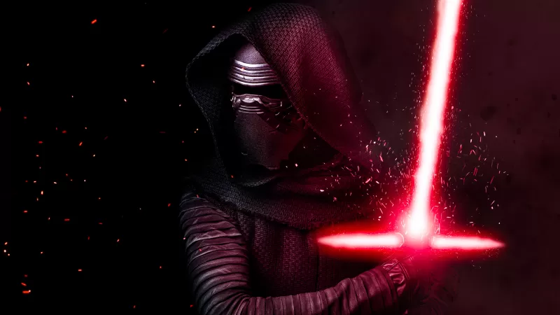 Kylo Ren, Star Wars, Dark background, Lightsaber, Cosplay, 5K, 8K